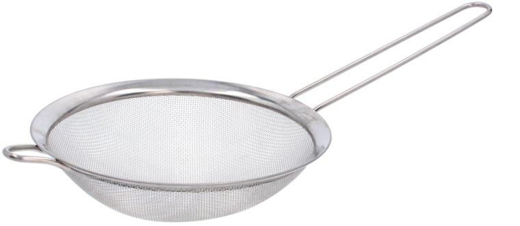 Fém konyhai szűrő nyéllel, 18 cm