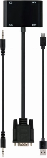 VGA HDMI + VGA átalakító fekete, 15 cm