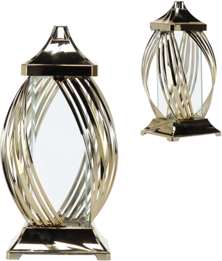 Fém lampion 40 cm dekoratív szalaggal – arany vagy ezüst