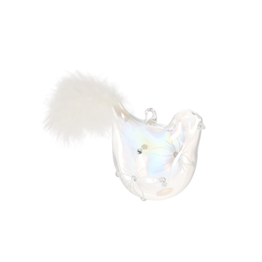 Üveg karácsonyi madár díszek, 6 darabos szett