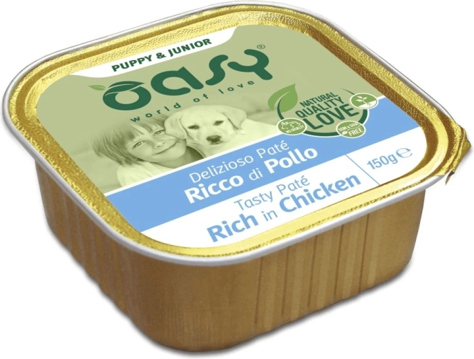 Oasy Tasty Paté Puppy & Junior csirkés pástétom kölyökkutyáknak 150 g