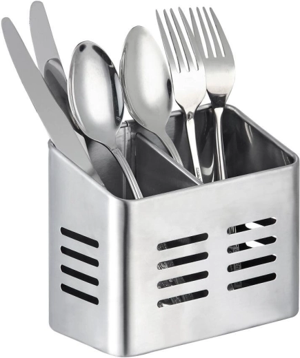 Rozsdamentes evőeszköztartó 2 rekesszel, 16 × 9 × 13 cm