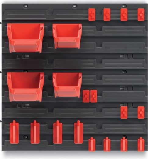 Bineer függesztett szerszámtartó panel 4 dobozzal és akasztókkal