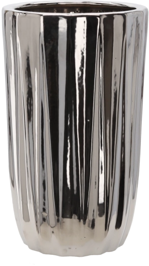 Csíkos ezüst kerámia kaspó 24,5 × 24,5 × 41,5 cm