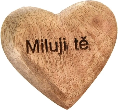 Dekoratív szív mango „Szeretlek” felirattal