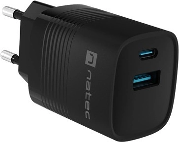 Natec Ribera GaN USB töltő 30W, 1x USB-A, 1x USB-C, fekete