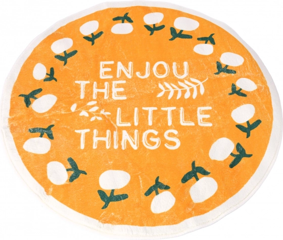 Kerek csúszásgátló szőnyeg 80 x 80 cm - Flowers minta, sárga