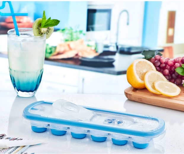 Jégkockaforma szilikon aljjal és fedéllel, 12 kockához