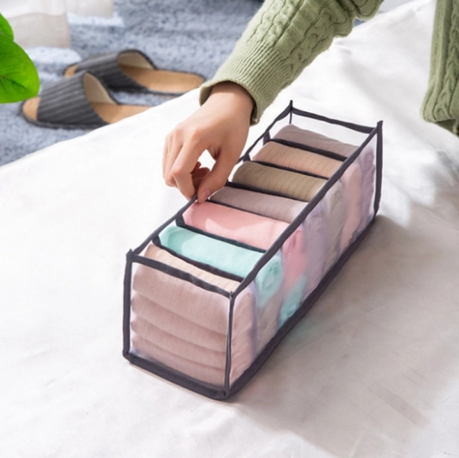 Gardróbszervező 7 rekesszel fehérneműhöz - szürke