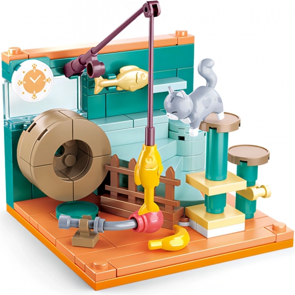 Sluban Mini Építő Rész Horgász Sziget Macskával