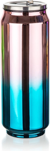 Termobögre – doboz forma, 430 ml, BE COOL, szivárványos arany‑rózsaszín‑kékeszöld