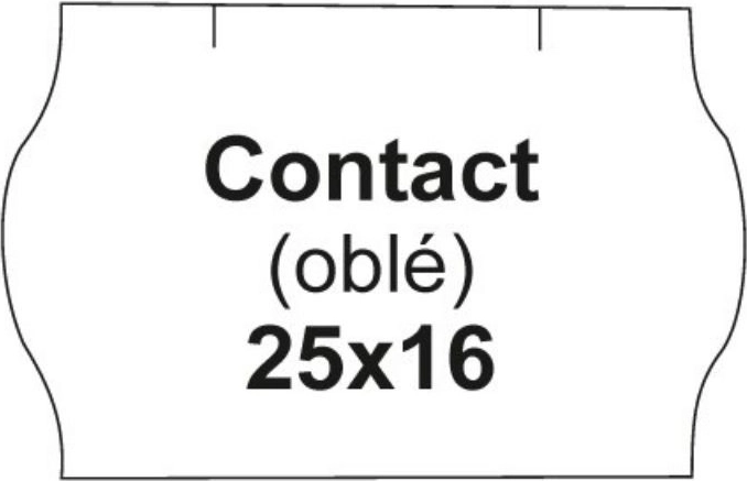 Lekerekített CONTACT árcímkék, fehér 25 × 16 mm, tekercs 1125 db
