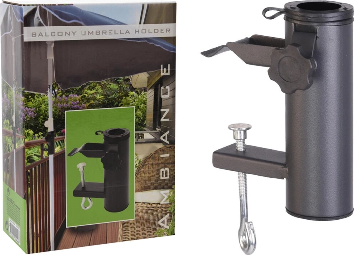 Erkélyre szerelhető napernyőtartó, acél, antracit, 54 mm átmérő