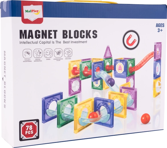 Mágneses 3D építőkészlet, 78 darab