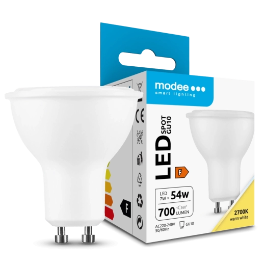Modee LED izzó GU10 7 W, 700 lm, 110°, meleg fehér 2700 K