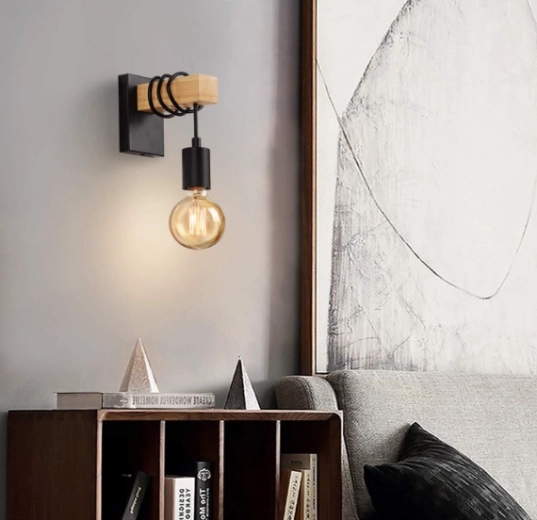 Fali lámpa Loft fekete-fa