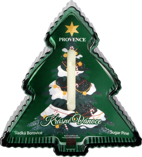 Karácsonyi üveg gyertyatartó fenyőfa alakban 230 g