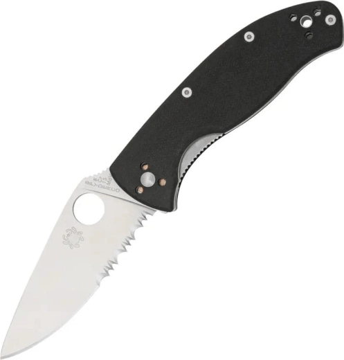 Spyderco Tenacious Combo Edge zsebkés 8,3 cm, szatén, fekete, G10