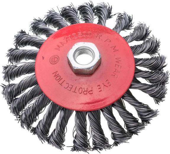 Acél tányérkefe 125 mm, 0,3 mm huzal, M14 menet