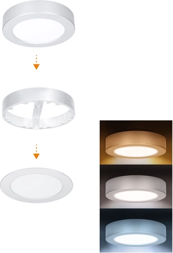 Solight fürdőszobai LED mini panel 2 az 1-ben 3CCT 12 W IP54 ezüst kerek – 1 db