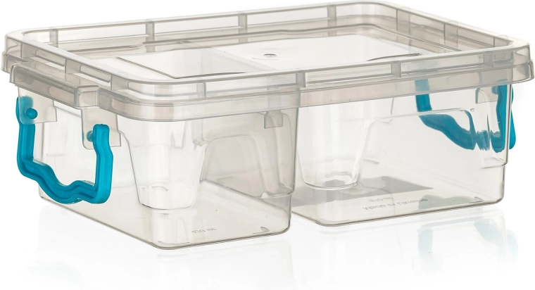 GEMA osztott téglalap alakú doboz 0,4 + 0,6 l türkiz fogantyúkkal