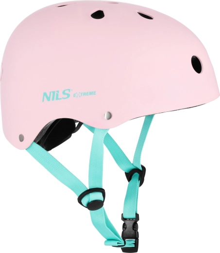 Rózsaszín NILS Extreme sisak görkorcsolyához, kerékpárhoz és rollerhez – XS (48–52 cm)