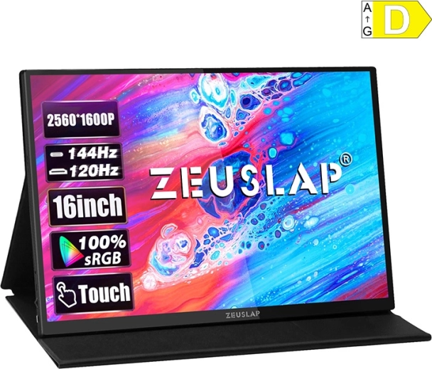 ZEUSLAP P16KT 16" 2,5K 144 Hz IPS hordozható érintőmonitor