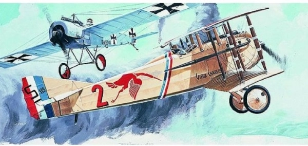 Spad S.8 modell, 15,4 × 19,3 cm, 31 × 13,5 × 3,5 cm-es dobozban