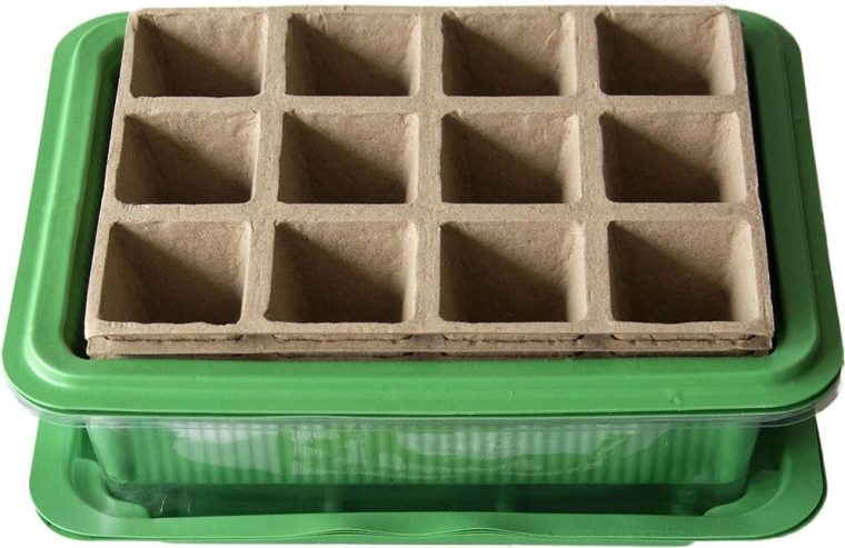 Mini üvegház palántázó papírtálcával, 12 rekesz, 3 készlet