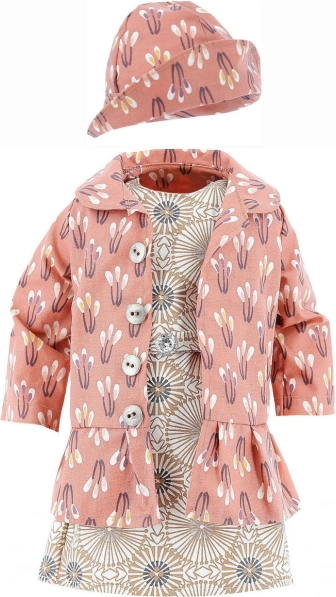 Ruhaszett 48 cm-es babához – kabátka, ruha és kalap PETITCOLLIN