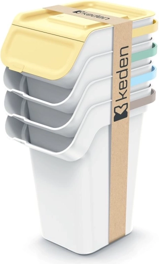 Keden Kaddi Q osztályozó kukák készlete aktívszenes szűrővel, 4×25 l