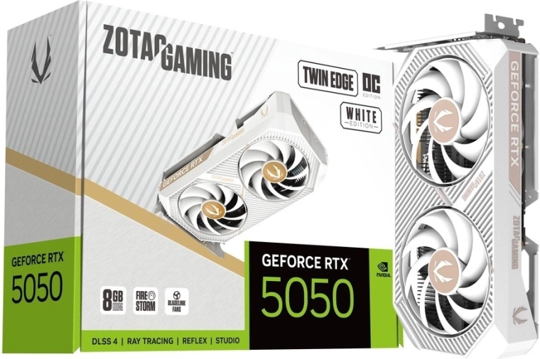 Fehér ZOTAC GAMING GeForce RTX 5050 Twin Edge OC 8 GB GDDR6 grafikus kártya