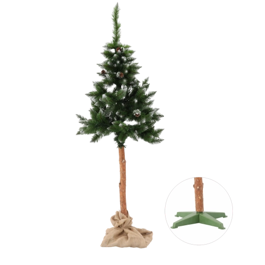 Műfenyő természetes törzsön, havas fenyő tobozokkal, 190 cm