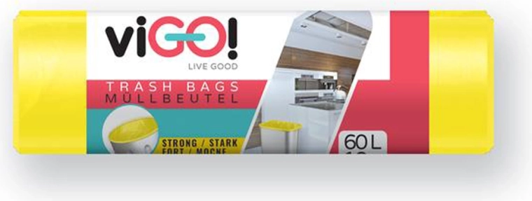 LDPE szemeteszsákok 60 l sárga 60 × 80 cm (10 db) VIGO