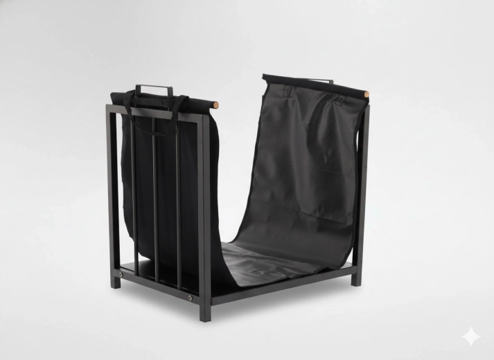 Fém tűzifahordó állvány hordozható táskával 51 × 37 × 50,5 cm