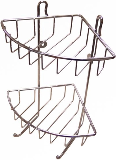 Sarok, kétszintes fürdőszobai polc, króm