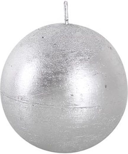 Rusztikus kerek gyertya 8 cm ezüst