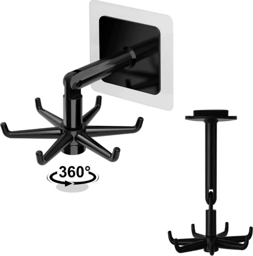 Öntapadós forgó konyhai kampó fekete