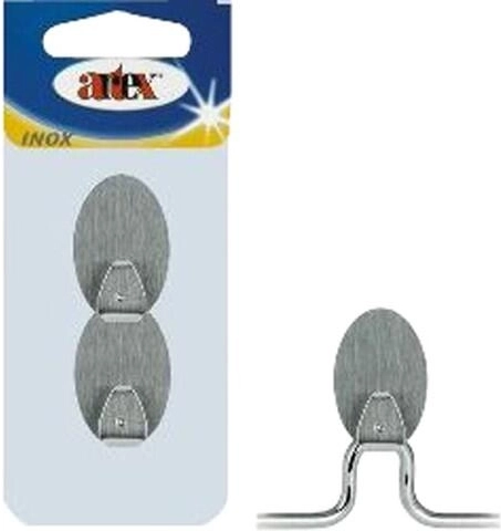 Öntapadó rozsdamentes acél ovális akasztó (2 db)