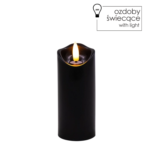 Fekete LED gyertya 5 × 12,5 cm, pislákoló lánggal