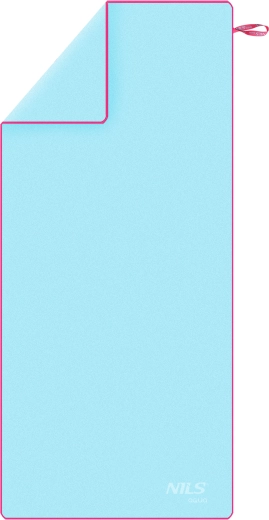 Gyorsan száradó mikroszálas törölköző NILS aqua, világoskék/rózsaszín, 200 × 90 cm