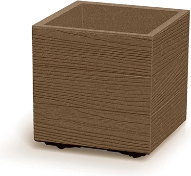 Madera Square Eco Wood 29 cm virágtartó – négyzet alakú műanyag kaspó fa mintázattal