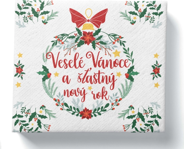 Karácsonyi szalvéták Boldog karácsonyt, 3 rétegű, 33 × 33 cm