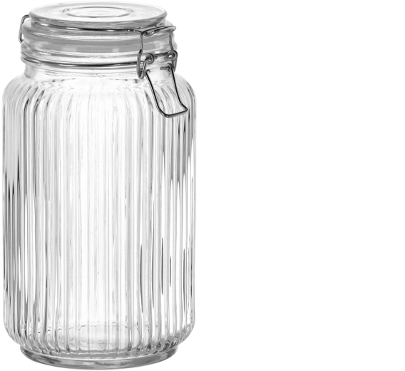 Csíkos üveg tárolóedény hermetikus fedéllel, 1,6 l