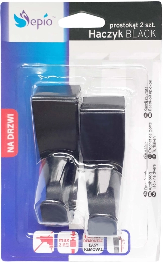 Rozsdamentes fiókhorgok, fekete, 2 db