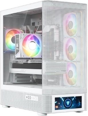MODECOM Volcano AQ500 ARGB Midi White számítógépház LCD kijelzővel