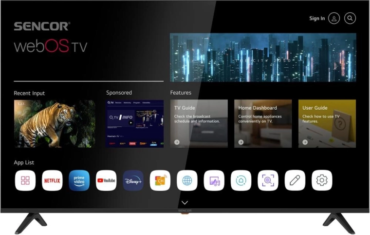 Sencor 65" UHD Smart TV webOS rendszerrel