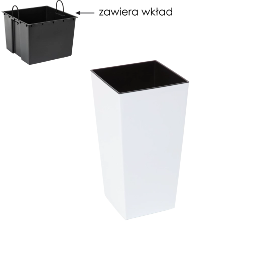 Finezja virágcserép 14 × 14 cm, fehér, betéttel – Lamela