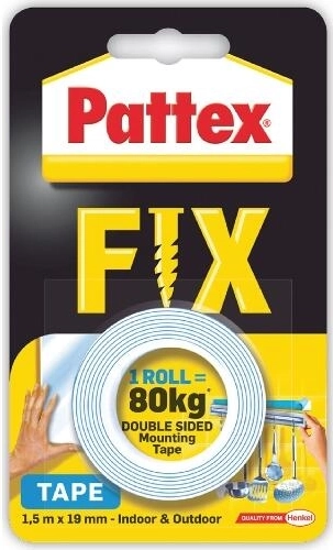 Kétoldalas szerelőszalag PATTEX Super Fix 19 mm × 1,5 m, teherbírás 80 kg