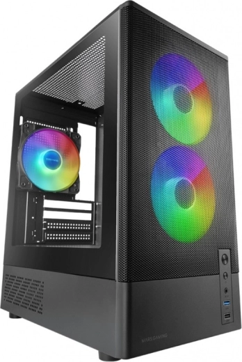 Mars Gaming MC-ONYX fekete microATX ház 3× ARGB ventilátorral